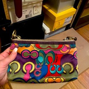 Multi color coach wristlet